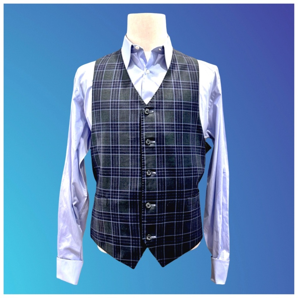 Tom James Royal Classic Men’s Three-Piece Suit. Green, Blue. 44R Altered - Picture 11 of 14